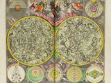 an old map of the world with a lot of different maps on it