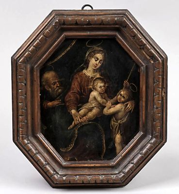 une image d'une peinture représentant une femme tenant un bébé