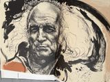 a picture of a painting of a man with long hair