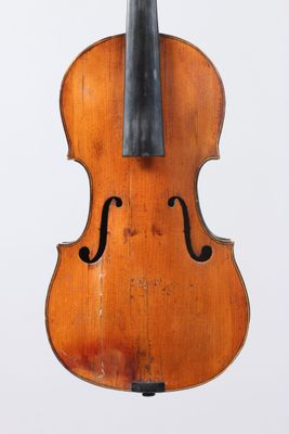 a close up of a violin with a bow on a white background