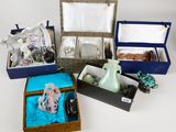 a lot of items in a blue box on a table
