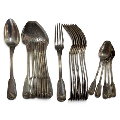 a lot of spoons and forks on a white surface