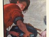 a picture of a painting of a little girl washing her hands