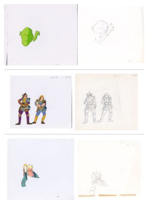 a group of six drawings of people in different poses