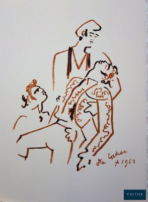 un dessin représentant un homme, une femme et un enfant