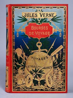 the cover of a book with a gold and red cover