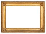 un cadre photo doré sur fond blanc