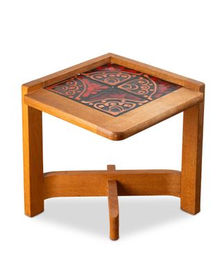 an image of a wooden table with a glass top on a white background
