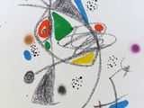 dessin représentant une peinture abstraite colorée sur une feuille blanche parsemée de points de couleur