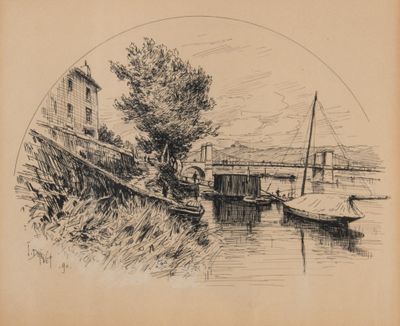 an image of a drawing of a boat in a body of water
