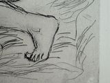 a drawing of a person laying down on a bed
