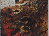 an image of a picture of a painting with butterflies flying over it