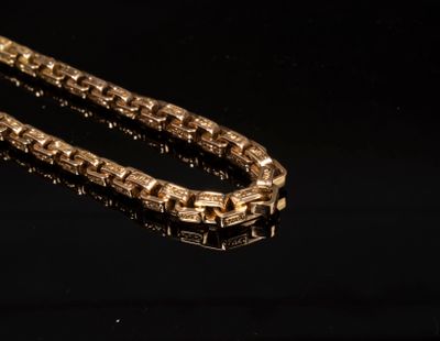 Bracelet or jaune 18K (750/1000) à maille fantaisie ciselée. - Photo 1