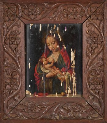 une image d'un tableau représentant une femme tenant un bébé dans ses bras