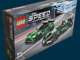 a box of lego speed racing cars on a blue background