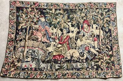 an image of a tapestry with people and animals on it