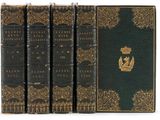 four books in a row on a white background with a crown on top