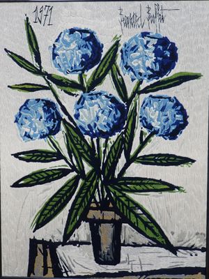 D'après Bernard BUFFET (1928-1999), Bouquet d'hortensias ble…