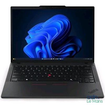the laptop is open on a white surface with a blue background