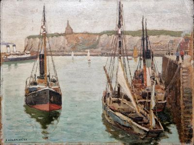 two boats that are docked in the water