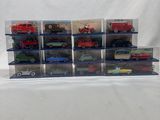 a lot of toy cars that are in a display case