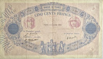 500 francs bleu et rose 5/7/1923 , TB+