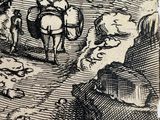 a black and white drawing of a man riding a horse