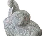 marble sculpture of a snail on a rock on a white background