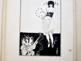 a drawing of a woman holding a flower in her hand