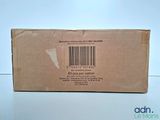 a cardboard box with a barcode on it sitting on a table
