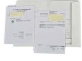 a close up of three papers with a receipt on top of them