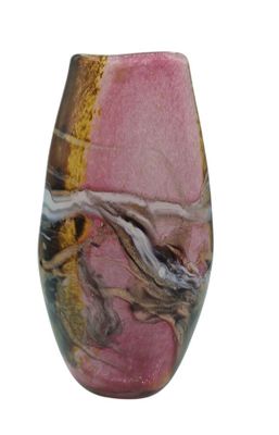 un vase orné d'un motif rose et jaune