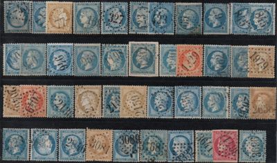 a group of stamps with different designs on them on a black surface