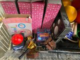a shopping cart with various items in it