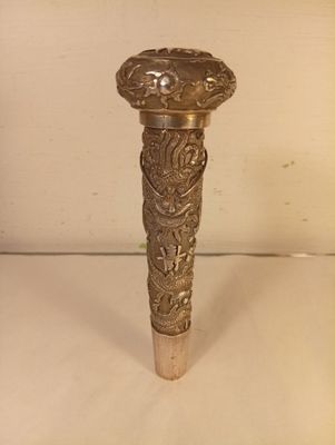 silver plated candle holder in the shape of a flower