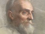 painting of a man with a white beard and a white mustache