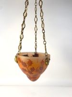 Verrerie de LEUNE (1861-1930) : Lustre coupole à décor de br… (photo 5)