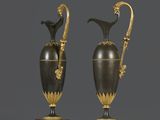 paire de vases en bronze et marbre munis d’anses et de poignées