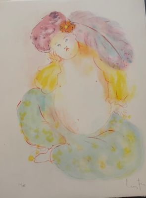 a picture of a painting of a woman sitting on the floor