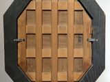 a picture of a wooden frame with a basket inside of it