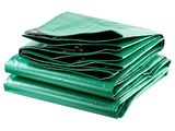 a pile of green tarps sitting on top of each other