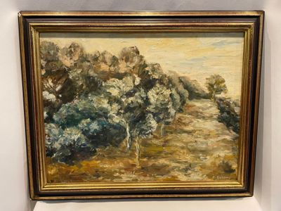 a painting on the wall of a room with a painting on the wall