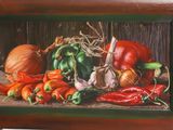 une photo d'un tableau représentant des légumes posés sur une table
