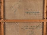 an old picture of a wooden frame with a drawing on it
