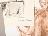 a drawing of a man sitting on a chair