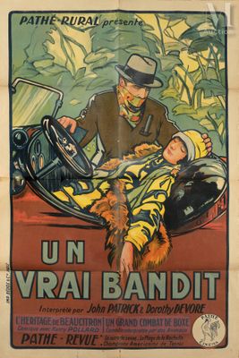 an old movie poster of a man and a woman in a car
