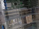 a glass case with a computer inside of it