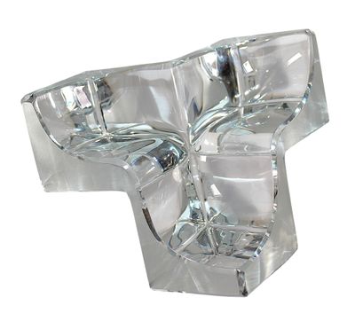 a clear glass vase with a flower inside of it