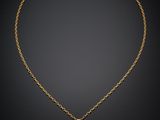 un collier en or avec une tête de lion suspendue à une chaîne