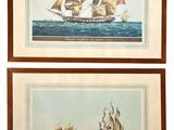 deux photos encadrées représentant deux navires en mer, avec un drapeau